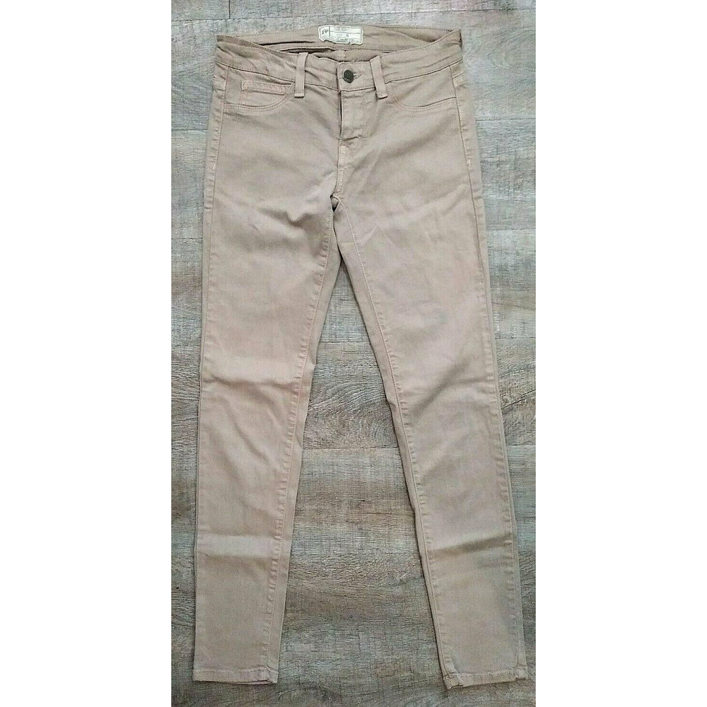 FREE PEOPLE Tan Khaki Colored Low Rise Cotton Stretch Skinny Jeans 26 Rare HTF